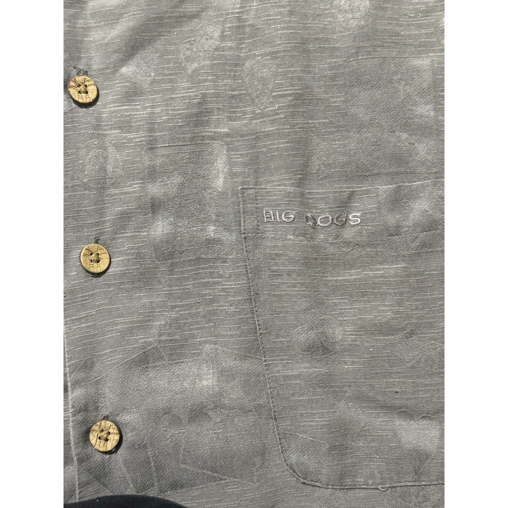 VTG 90s Big Dog Resort Wear Shirt Mens 3XL Gray Poker Cards 100% Silk Hawaiian - Picture 5 of 5